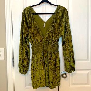 Beautiful green crushed velvet romper